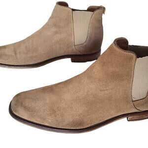Men’s Aldo Vianello Chelsea Boots Genuine Suede Beige Tan Size US 11